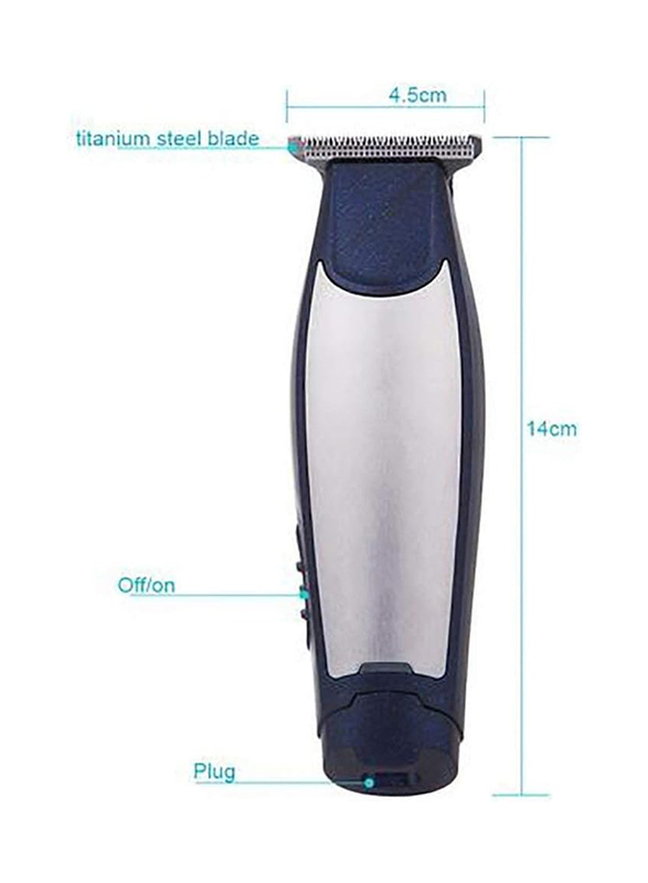 Kemei KM-5021 3-in-1 Rechargeable Trimmer & Clipper, Blue/Silver