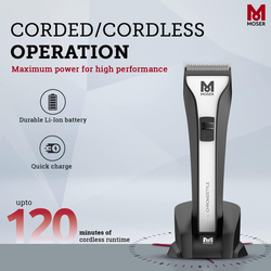 Moser Chrom 2 Style Professional Cord/Cordless Hair Clipper, Small, Grey