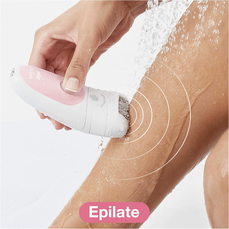 Braun Silk-Epil 5 Wet & Dry Epilator with 4 Extras, White/Violet