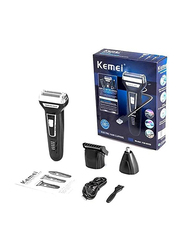 Kemei Rechargeable USB Cordless Professional Hair Clippers, Km-6559, Black/Silver