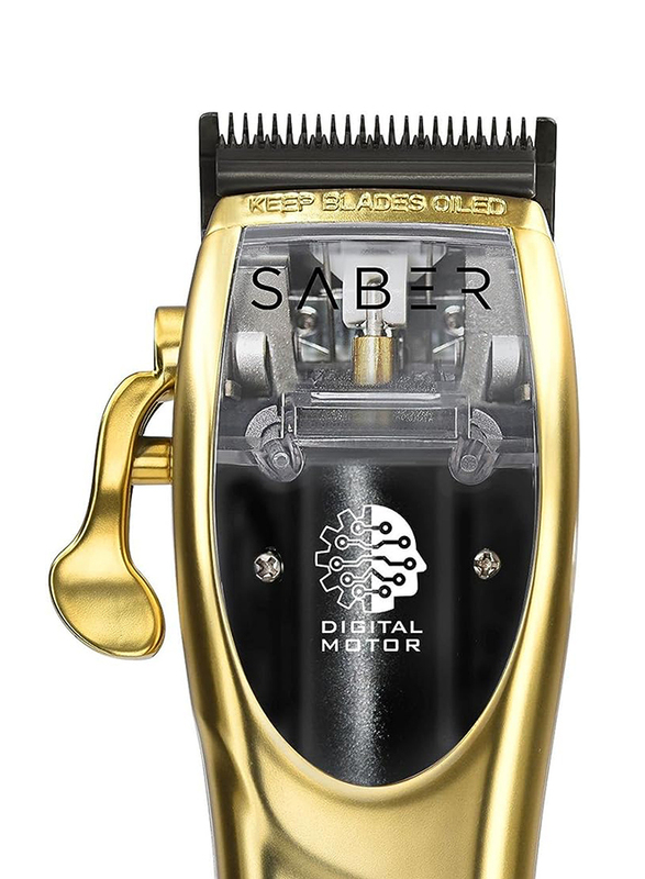 Stylecraft Digital Brushless Motor Saber Metal Body Cordless Hair Clipper with 8 Guards, Gold