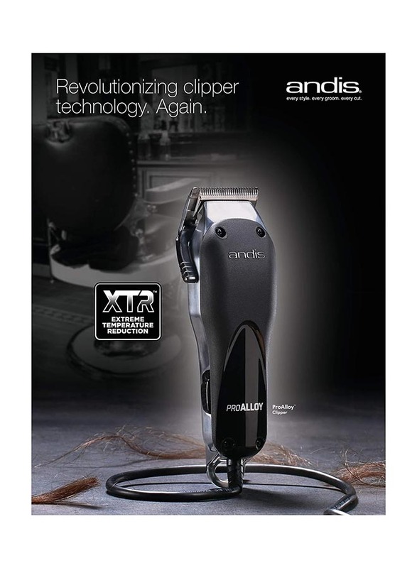 Andis Professional Pro Alloy Adjustable Blade Clipper, 69110, Black/Silver