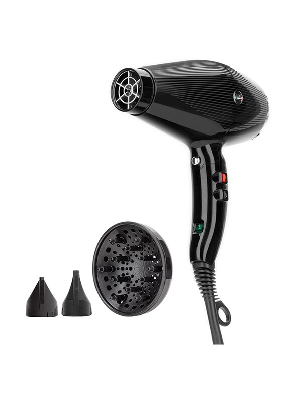 Gammapiu Gamma+ G-Tronic Dual Ionic 2500 Professional Hair Dryers Infinite Power, NA4322iB, Black