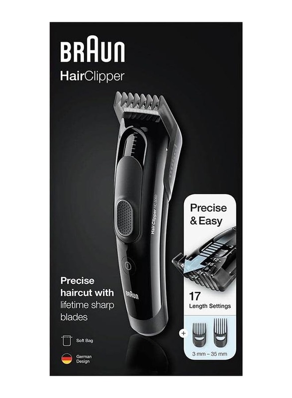 Braun Hair Clipper with Ultimate Hair Cutting & 17 Length Settings, Hc5050, Black