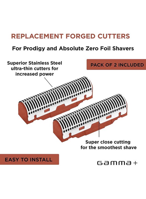 Gamma+ Replacement 2 Forged Cutter Blades Fits Absolute Zero & Prodigy Foil Shavers, Multicolour