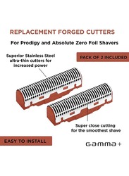 Gamma+ Replacement 2 Forged Cutter Blades Fits Absolute Zero & Prodigy Foil Shavers, Multicolour