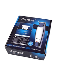 Kemei KM-5021 3-in-1 Rechargeable Trimmer & Clipper, Blue/Silver