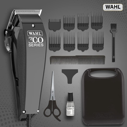 Wahl Home Pro 300 Series Hair Cutting Kit, Corded Hair Trimmer & Clipper for Men with 8 Combs & Cleaning Tools Durable for Motor, Precision Self-Sharpening Blades, 8-Piece, Black