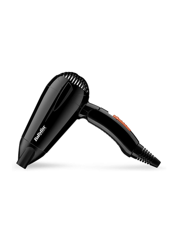 Babyliss Powerful Drying Performance Hair Dryer for Travel Convenience with 2 Heat & Speed Settings, Lightweight & Portable Design, Black