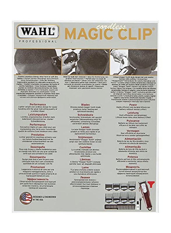 Wahl Magic Clip Cordless Professional Clipper, Red