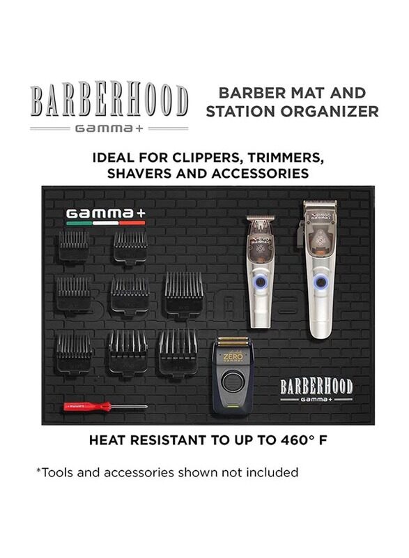 Gamma+ Professional Salon & Barber Shop Heat Resistant Rubber Mat, Black