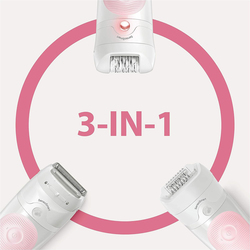 Braun Silk-Epil 5 Wet & Dry Epilator with 4 Extras, White/Violet