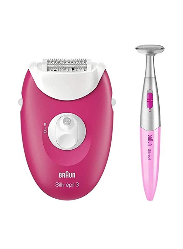 Braun Silk-Epil 3 Corded Epilator with 2 Extras, 2-Piece, se3420, Raspberry Pink/White