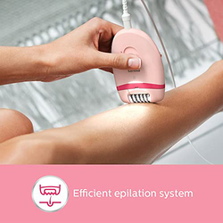 Philips Corded Compact Epilator with Opti-light for Legs, Arms & Underarms, BRE285/00, Pink