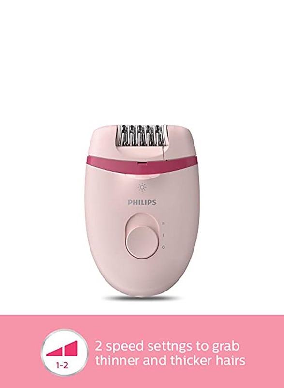 Philips Corded Compact Epilator with Opti-light for Legs, Arms & Underarms, BRE285/00, Pink