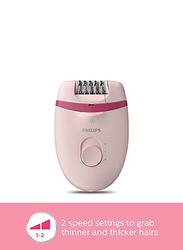 Philips Corded Compact Epilator with Opti-light for Legs, Arms & Underarms, BRE285/00, Pink