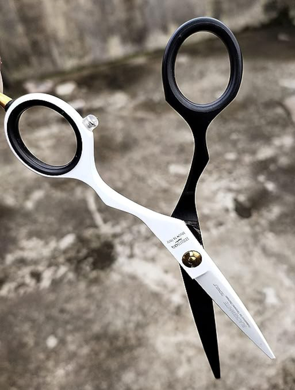 Henbor Italian Black & White Line Hair Scissor 782W, 6-Inch