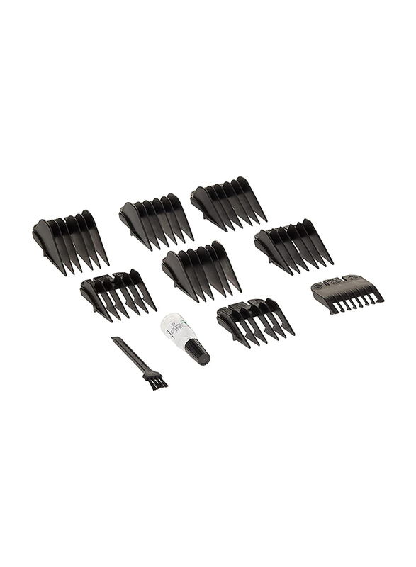 Wahl Home Pro 100 Series Corded Hair Clipper Kit for Home with Self Sharpening Precision Blades & 8 Comb Attachments for multiple Cutting Lengths, 8-Piece, Black