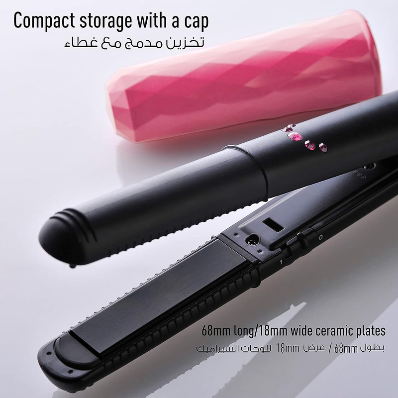 Panasonic Ceramic Compact Hair Straightener Curler, Eh-Hv11, Black/Pink