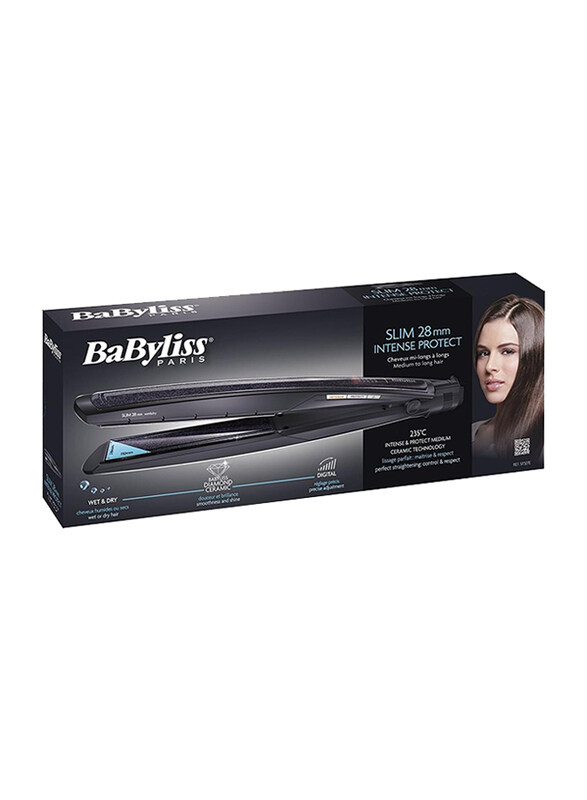 BaByliss 28 mm LED Saso Wet & Dry Hair Straightener, BABST327SDE, Black