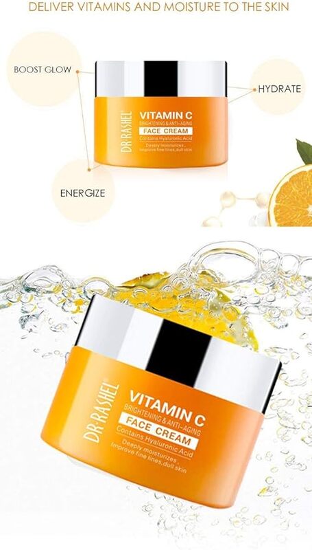 Dr Rashel Vitamin C Brightening and Anti Aging Face Cream, with Hyaluronic Acid, 1.76 Oz (50gm)