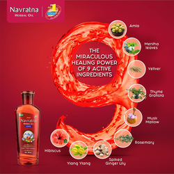 Navratna Herbal Cool Oil with 9 Active Herbal Ingredients 300ml & 100ml, 2 Pieces