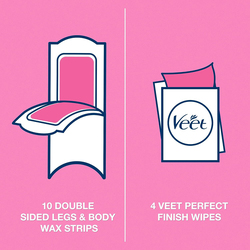 Veet Hair Removal Easy-Gel Body & Legs Wax Strips for Normal Skin, 2 x 20 Strips