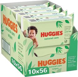 Huggies Natural Care Baby Wipes With Aloe Vera, 10x56 - 560 Wipes