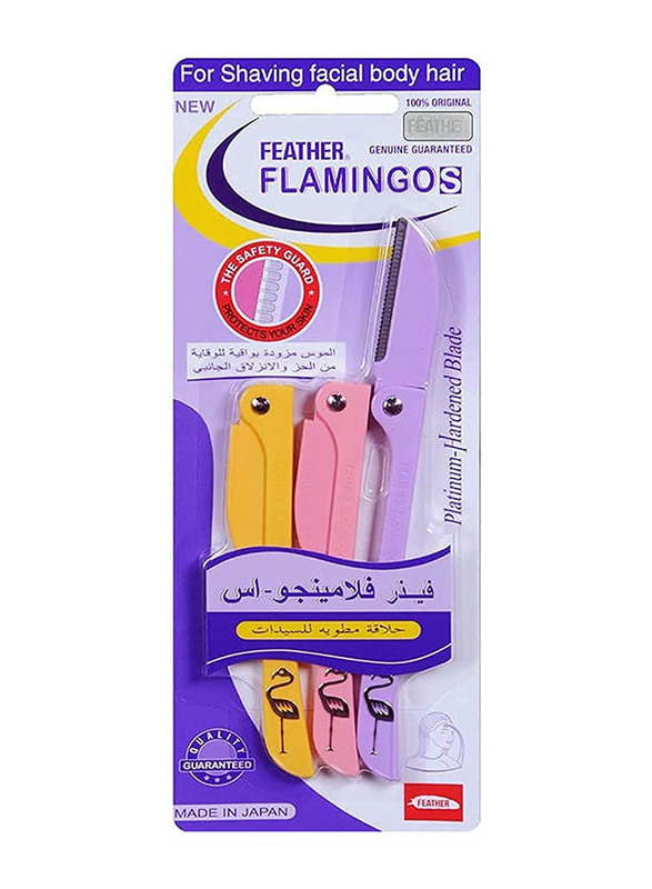 Feather Flamingos Lady's Razor, 3 Pieces, Multicolour