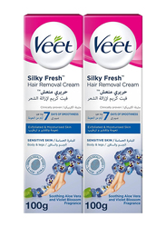 Veet Hair Removal Cream for Sensitive Skin, 2 x 100gm