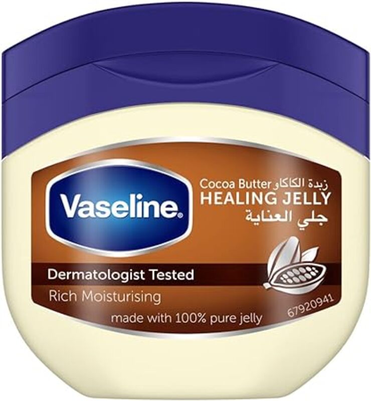 Vaseline Petroleum Jelly Cocoa Butter Healing Jelly, Rich Moisturising, 100ml