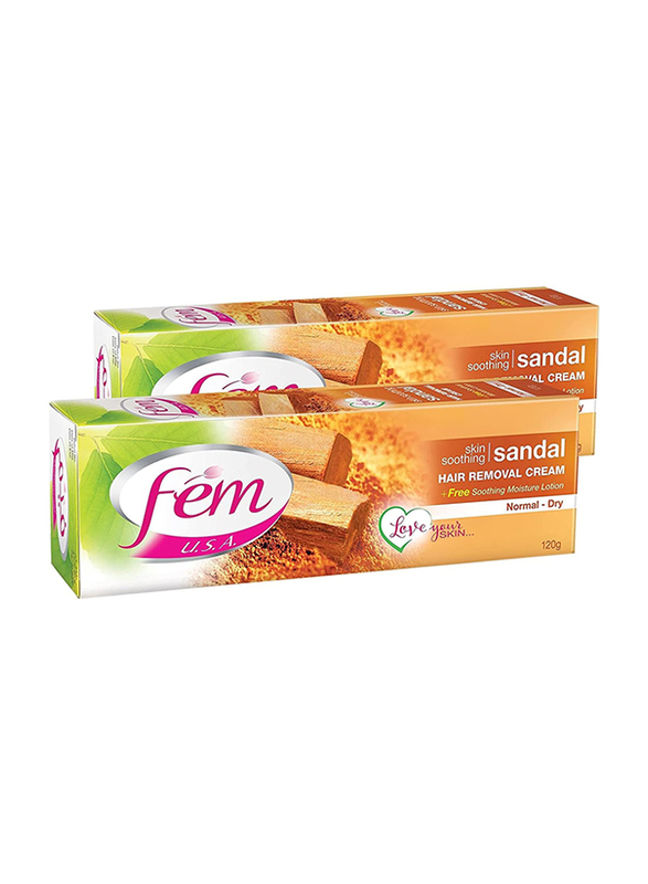 Fem U.S.A. Sandal Hair Removal Cream for Soothing Skin, 2 x 120gm