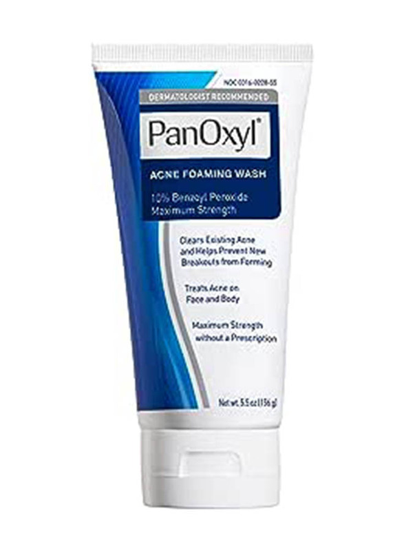 PanOxyl Acne Foaming Wash Benzoyl Peroxide 10% Maximum Strength Antimicrobial, 5.5 Oz