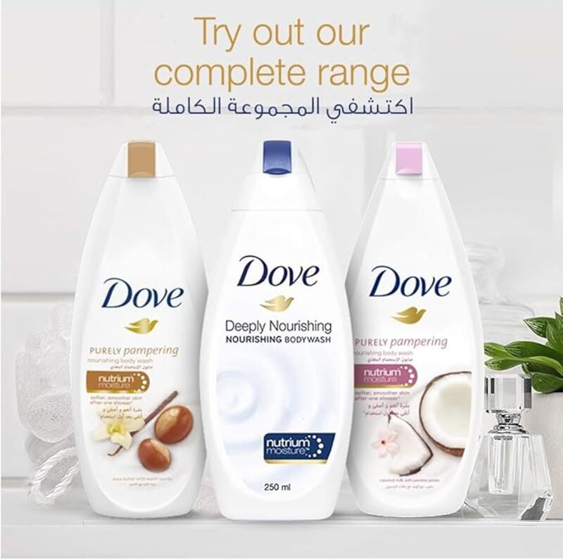 Dove Deeply Nourishing Body Wash, for instant moisturizing, Original, No Sulfates or Parabens, 3 x 500ml