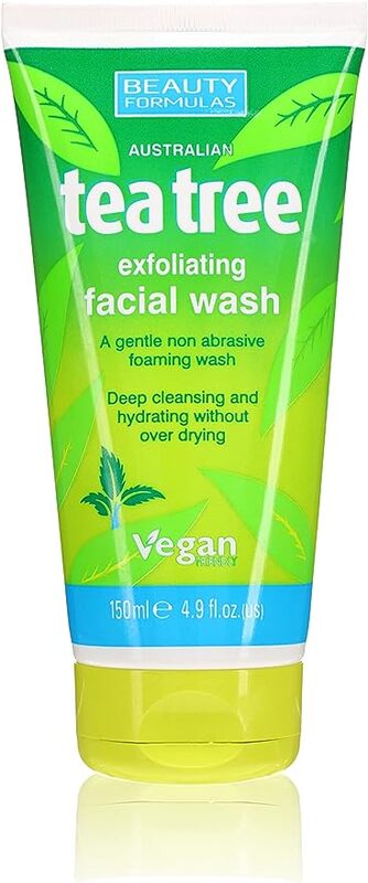 Beauty Formulas Australian Tea Tree Exfoliating Facial Wash, 150 milliliters