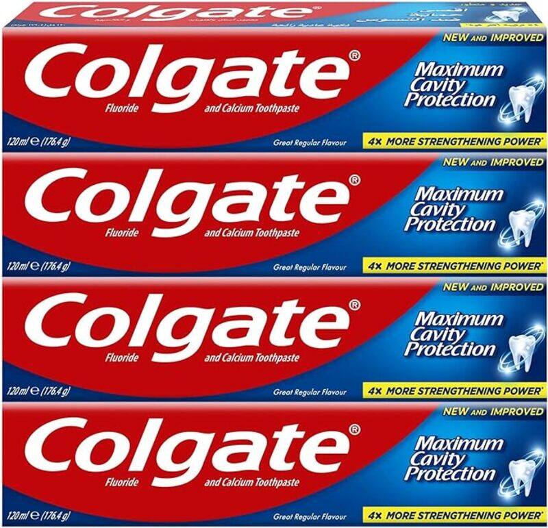 

Colgate Maximum Cavity Protection Toothpaste, Great Regular Flavour, 4 x 120 ml