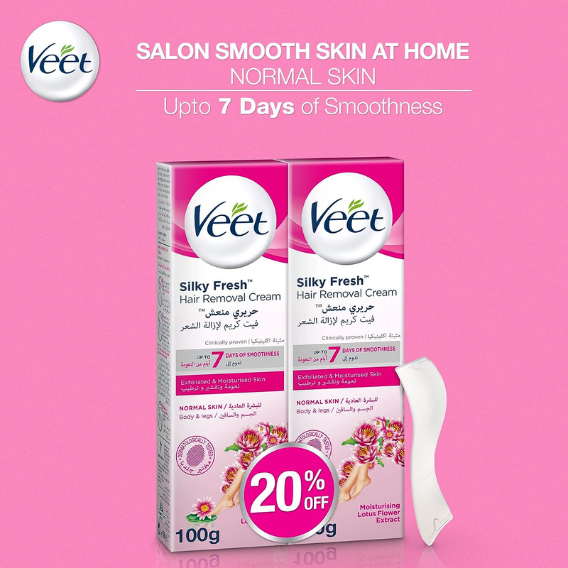 Veet Hair Removal Cream for Normal Skin, 2 x 100gm