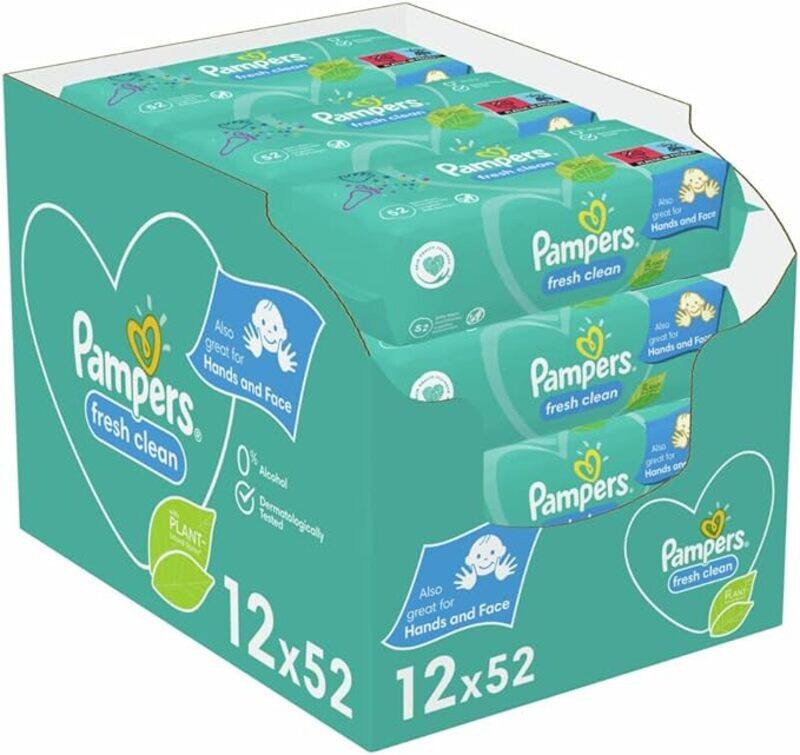 

Pampers Fresh Clean Baby Scent Wet Wipes, Pack of 52 x 12