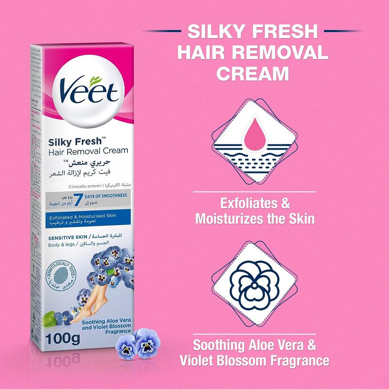 Veet Hair Removal Cream for Sensitive Skin, 2 x 100gm