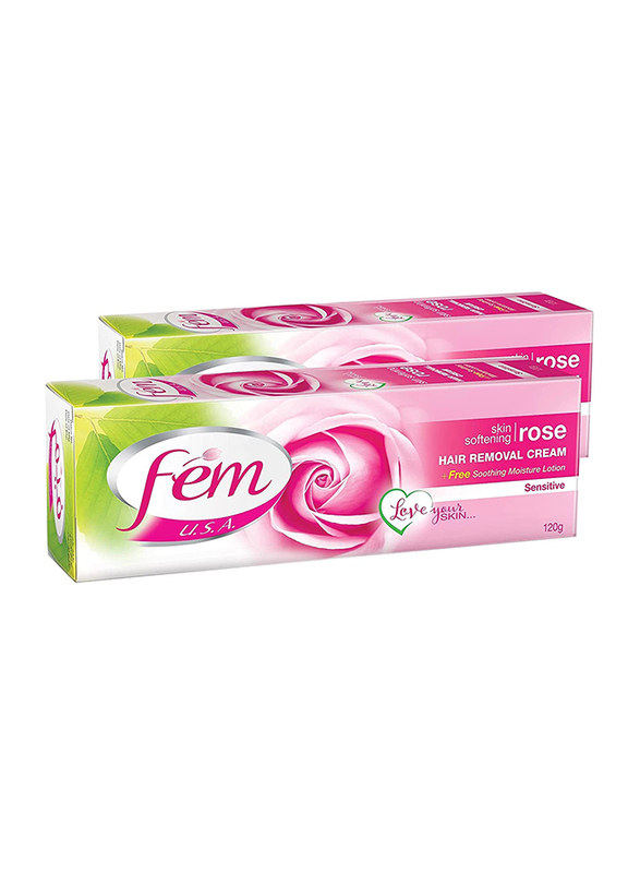 Fem U.S.A. Rose Hair Removal Cream for Softening Skin, 2 x 120gm