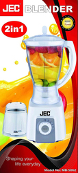 JEC 1.5L 2-in-1 Plastic Blender, Mb-5062, White