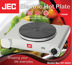 JEC Single Electric Hot Plate, 1500W, CP-5829, Silver/Black