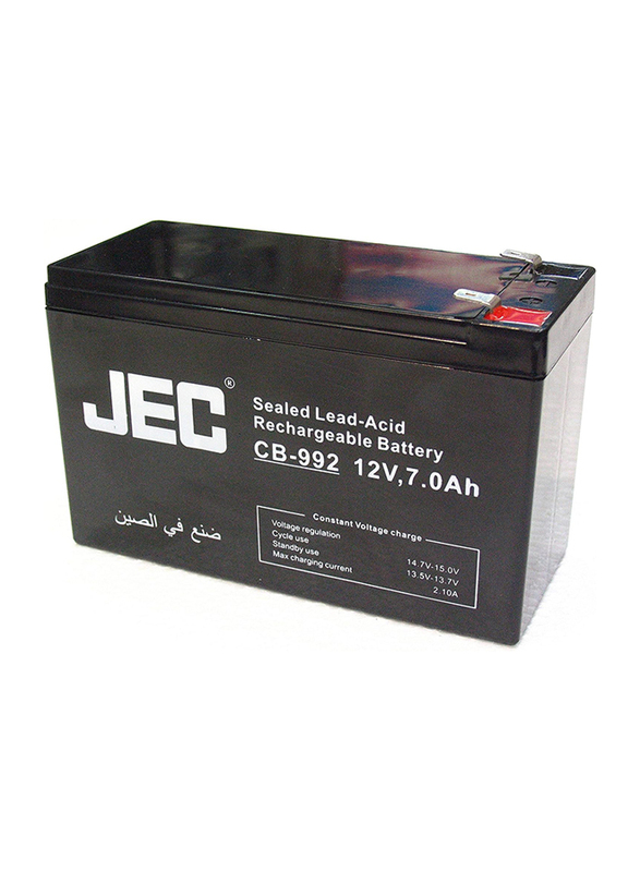 JEC Lead Acid Rechargeable Battery, 12V, CB-992, Black