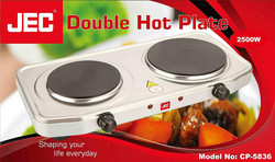 JEC 2-Burner Hot Plate, CP-5836, Silver