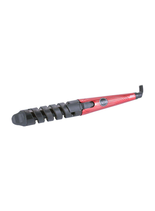 JEC HC-1337 Spiral Iron Hair Curler, Black/Red