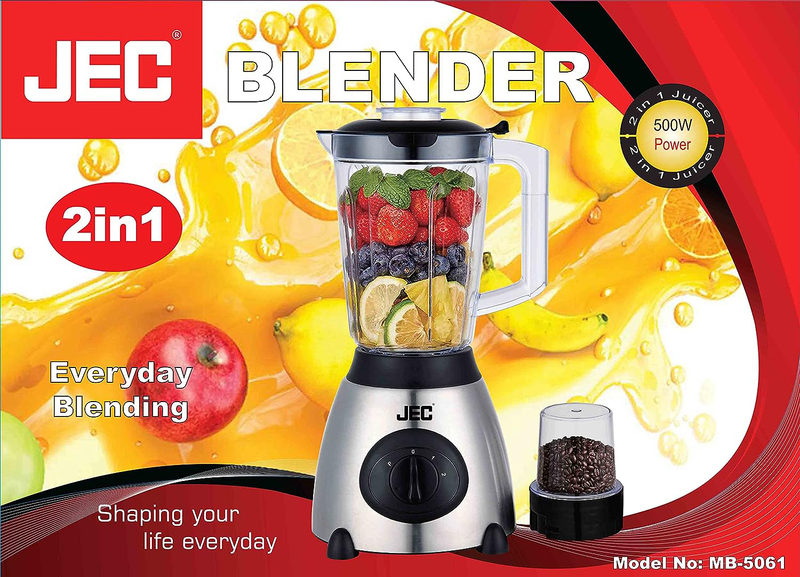 JEC 1.5L 2-in-1 Blender, 500W, MB-5061, Grey