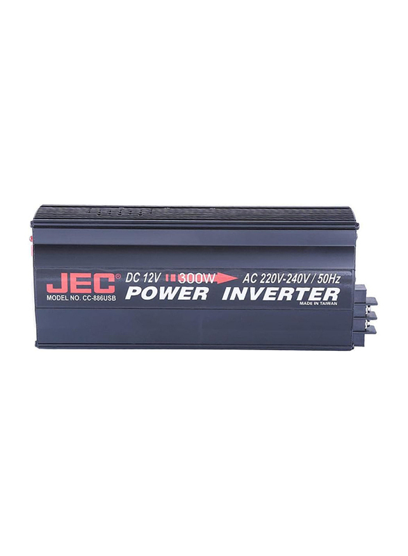 JEC CC-886USB 300W Power Inverter with Fan, Black