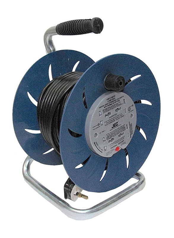 JEC Power Extension Cable Reel, 50 Meter, ECR-5635-50, Blue/Black