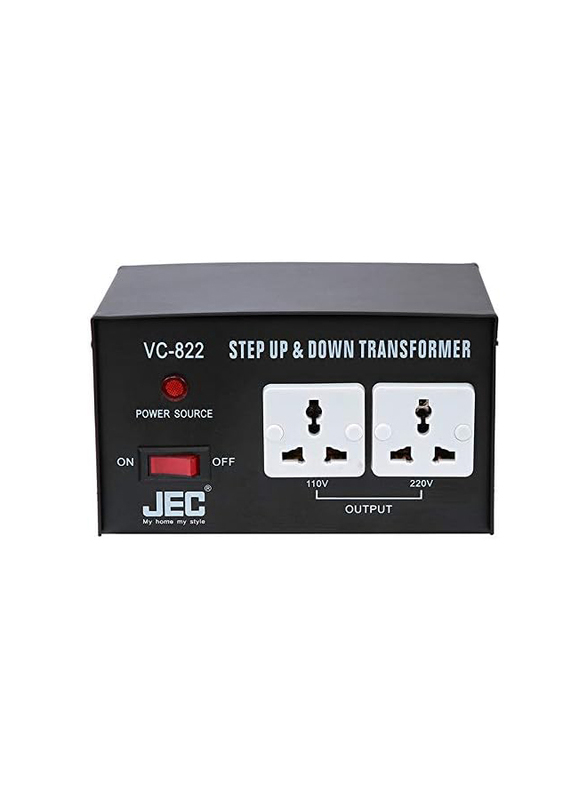 JEC Step Up and Down Transformer Voltage Converter, VC-822, Black