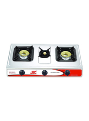 JEC 3-Burner Stainless Steel Automatic Gas Stove, GC-5842, Silver